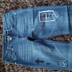 Women's Cowgirl Tuff dark wash jeans Bootcut. 31x33. Faith, Love, Crosses.